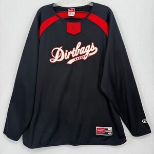 Rawlings Dirtbags‎ Baseball Shirt Mens XL Black Red Light Fleece Lined Training